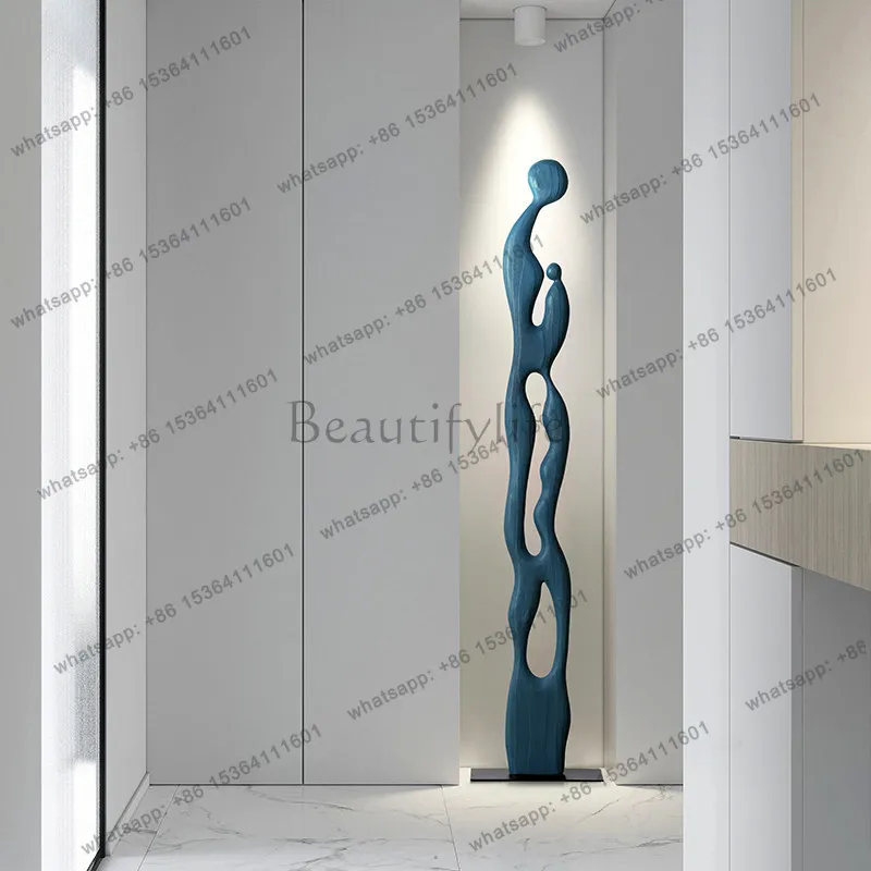 yj21 Abstract solid wood art sculpture floor-to-ceiling ornament entrance vertical height wood carving handicraft decoration