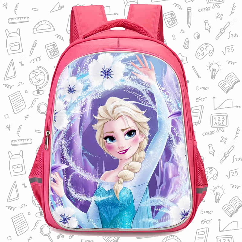 

Multi-Compartment Pink School Backpack,Cartoon Fr-oz-en School bags for Girls,Large Children Backpack for Primary School