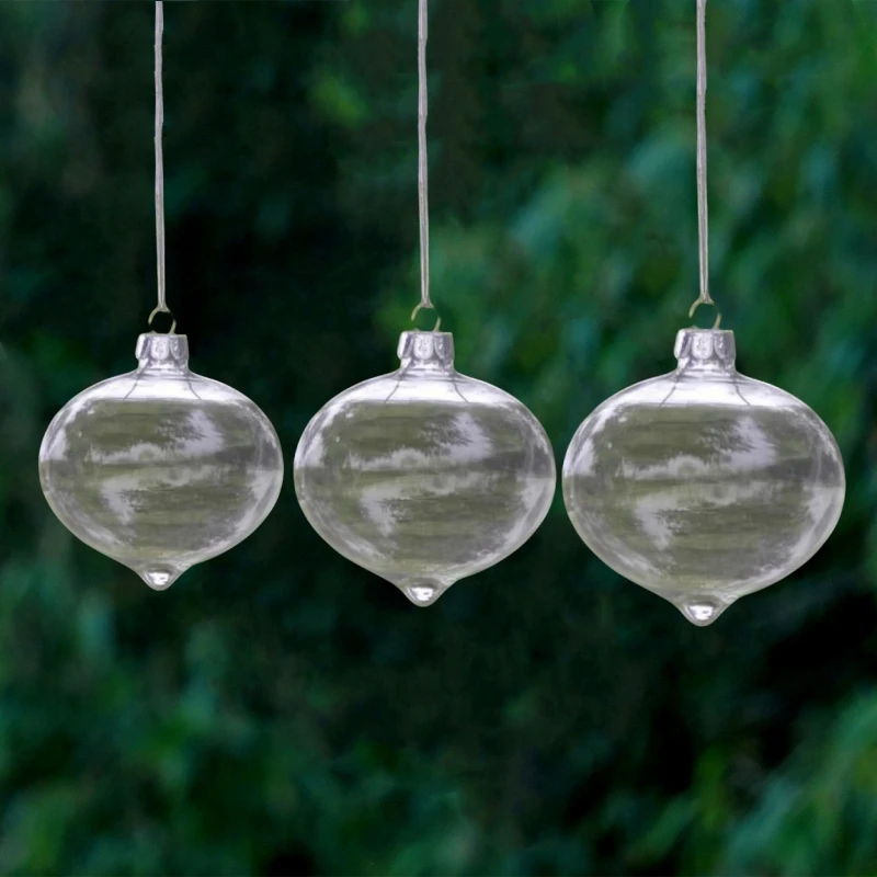 

12pcs/pack Different Size Onion Shaped Transparent Glass Pendant Christmas Day Hanging Ornament Home Decorative Hanger