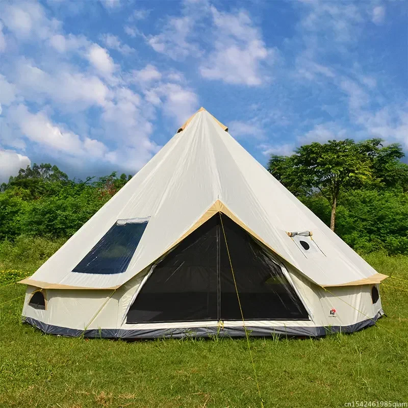 6-10Persons   Luxury Mongolia Yurt Family Travel Hiking Antistorm Outdoor Camping Castle Tent Silver Coated UV Function