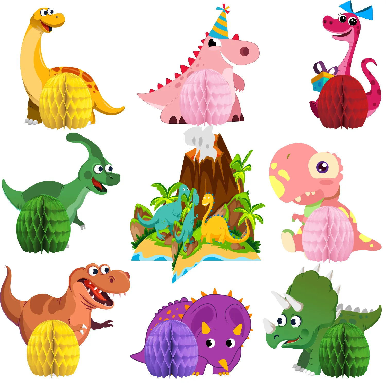 Dinosaur Theme Party Honeycomb Tabletop Decor Jungle Safari Dino Roar Dinosaur Happy Birthday Party Kids Boy Favor Gifts