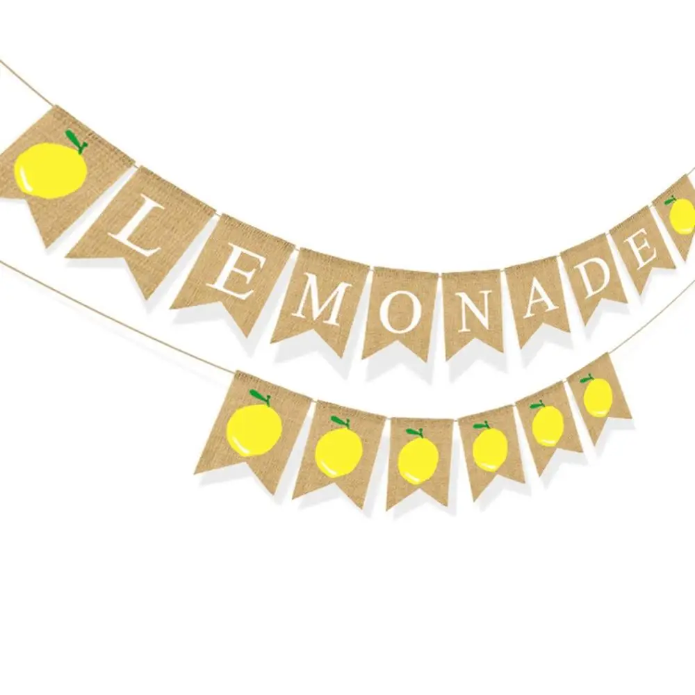 Baby Shower Backdrop Burlap Lemon Hanging Flag Layout Banner Party Decoration Bunting Garland