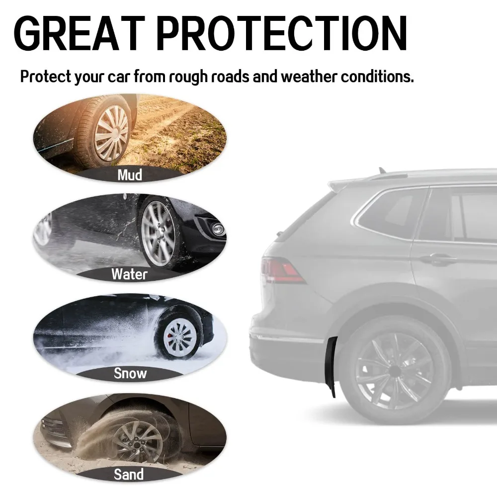 Car Mud Flaps Splash Guards Fenders No Drilling Required For Volkswagen VW Tiguan 2 R-Line 2017-2023