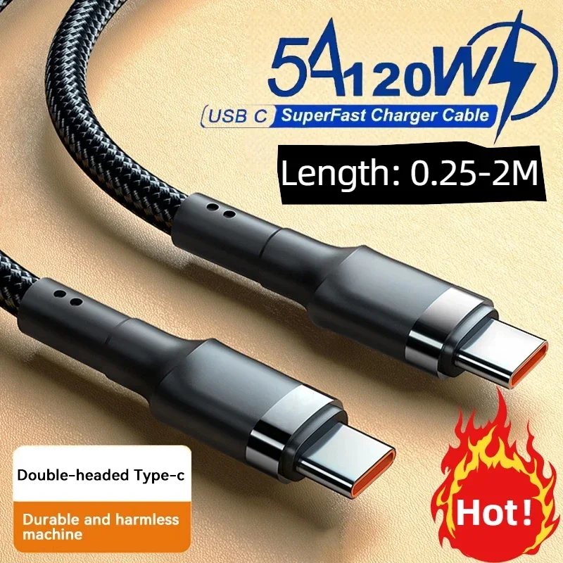 120 واط شاحن سريع PD شحن سريع جودة عالية Usb C إلى Usb نوع C كابل آيفون 15 زائد برو ماكس لشاومي سامسونج S24