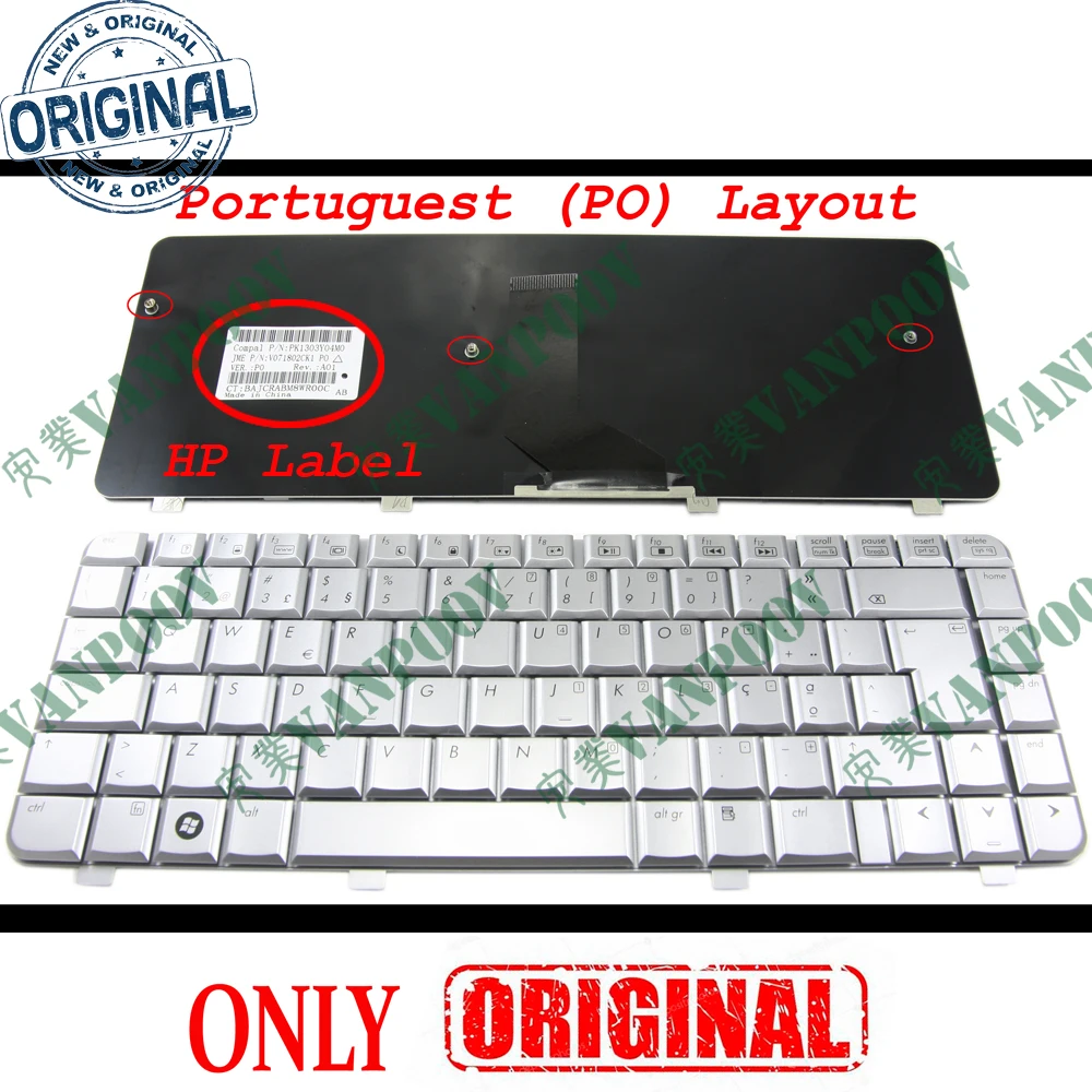 Portuguese PO Notebook Laptop Keyboard for HP Pavilion dv4 dv4-1000 dv4-1300 -1400 -1500 -2000 Silver key V071802CK1 Brazil BR