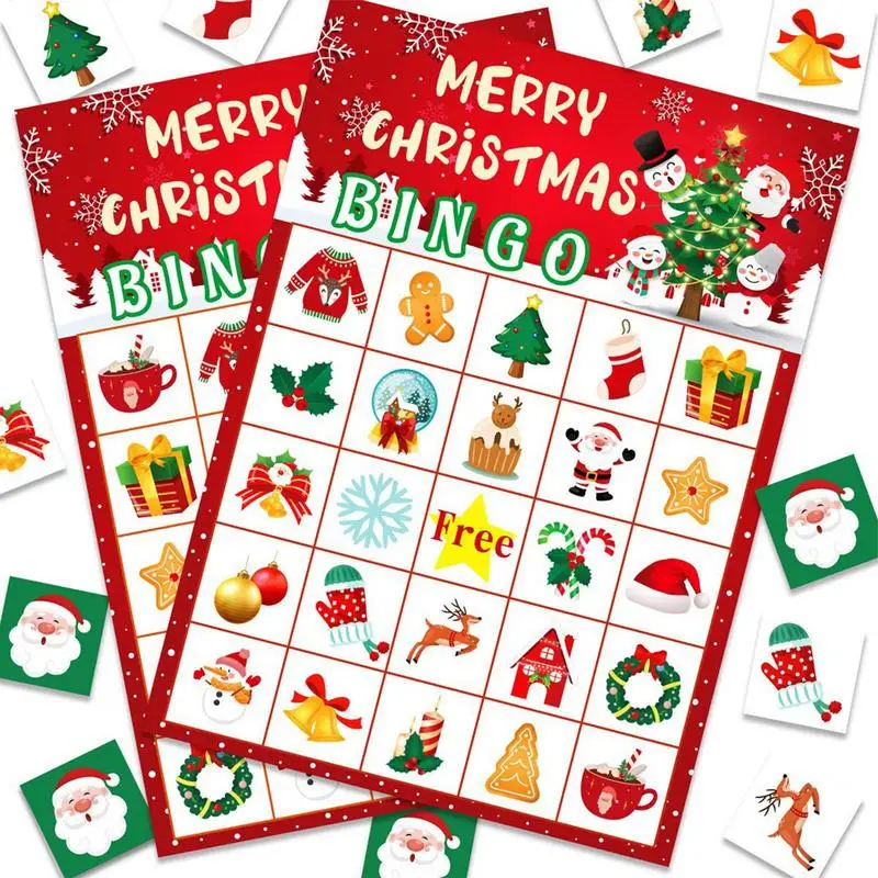 Jeu de cartes de rassemblement de Noël, 24 joueurs, jeu de cartes en papier coule pour Noël, activité saisonnière d'amis, école, jeu à la maison