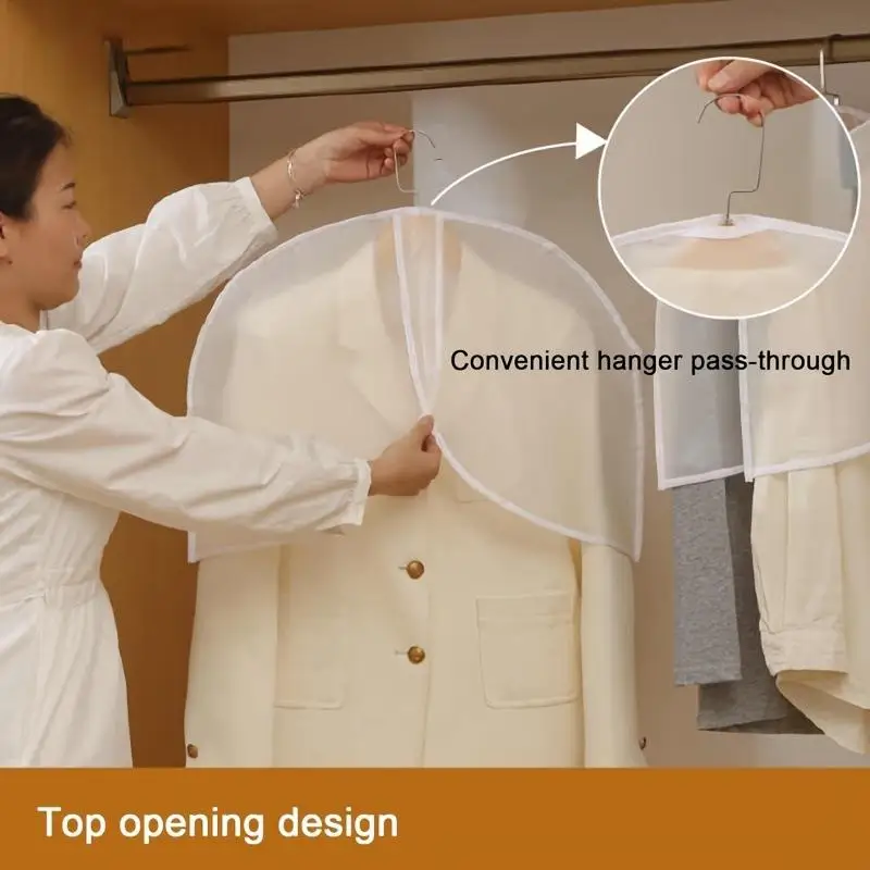 

Clear Clothes Cover for Closet, Half-Body Garment Protector to Organize & Shield Jackets, Dresses from Dust, 1/5pcs