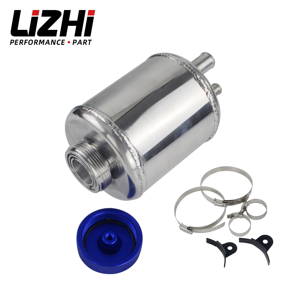 LZ - Universal Fuel Cell Racing Power Steering Tank Pump Aluminum Breather Tank FLUID RESERVOIR Tank With Brackets