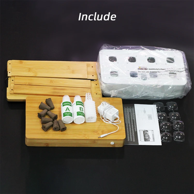 Bamboo Nature 8 Pods Home Hydroponic Garden System Modern Electronic Indoor Kitchen Garden Smart Home Growing Systems