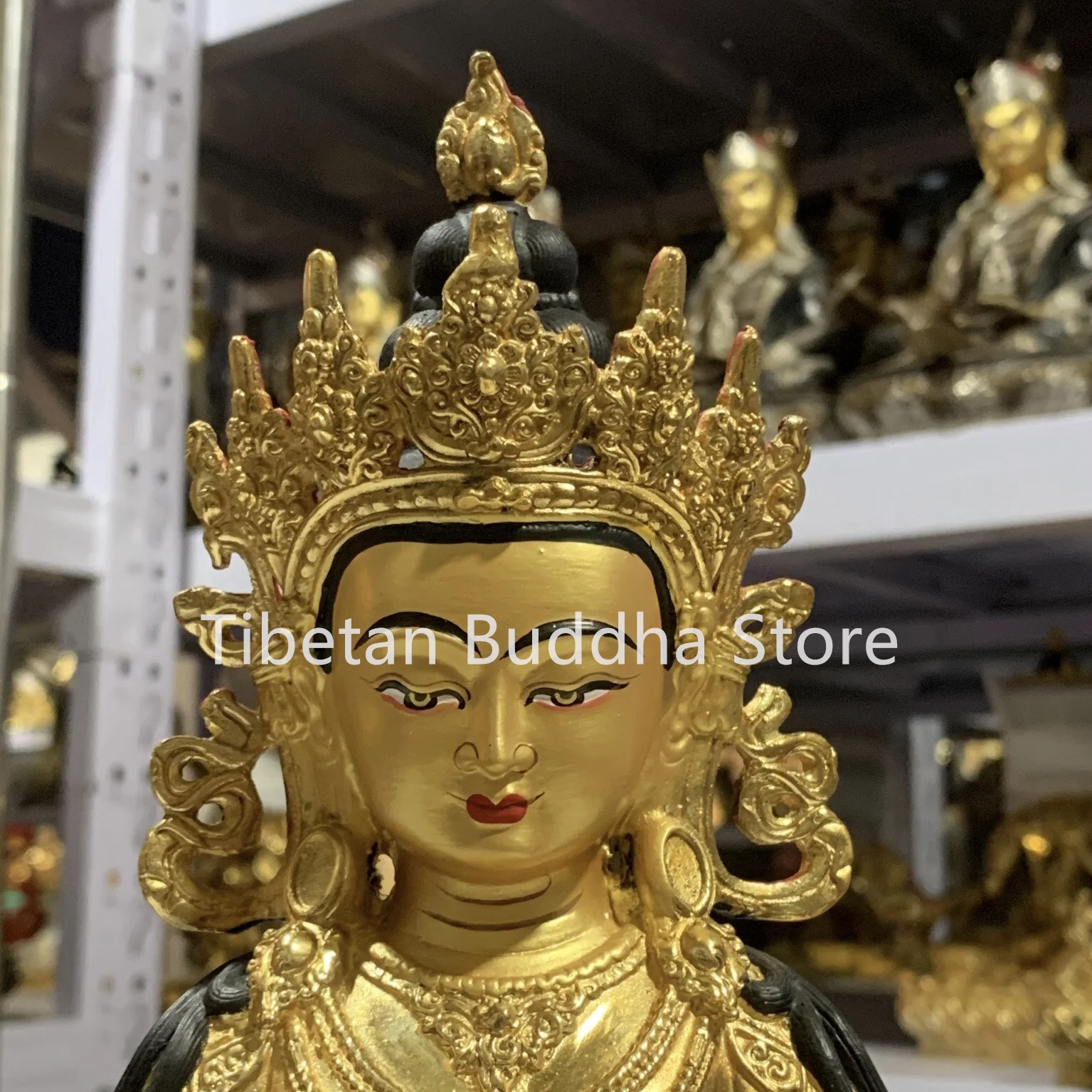 Boutique Earth Treasure King Bodhisattva Pure Copper Gilded Earth Treasure Buddha Hall Offering Decoration in Tibetan Buddhism