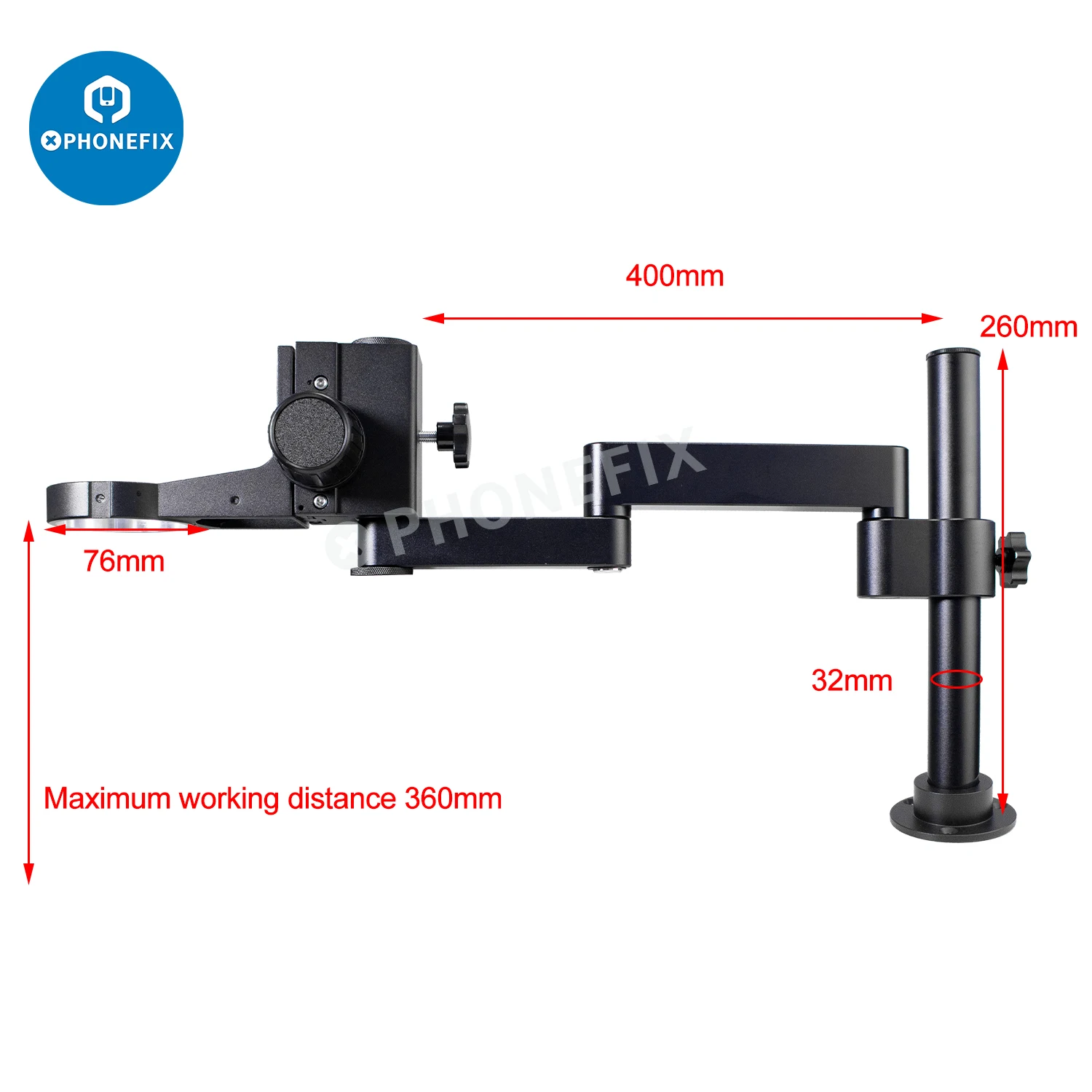 50/76MM Microscope Articulated Arm Stand Holder Digital Camera Trinocular Binocular Microscopio Stand for Phone Soldering Repair