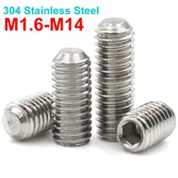 10pcs M1.6 M2 M3 M4 M5 M6 M8 M10 304 Stainless Steel Hex Socket Set Screw Cup Point DIN916 Headless Hexagon Socket Grub Screws