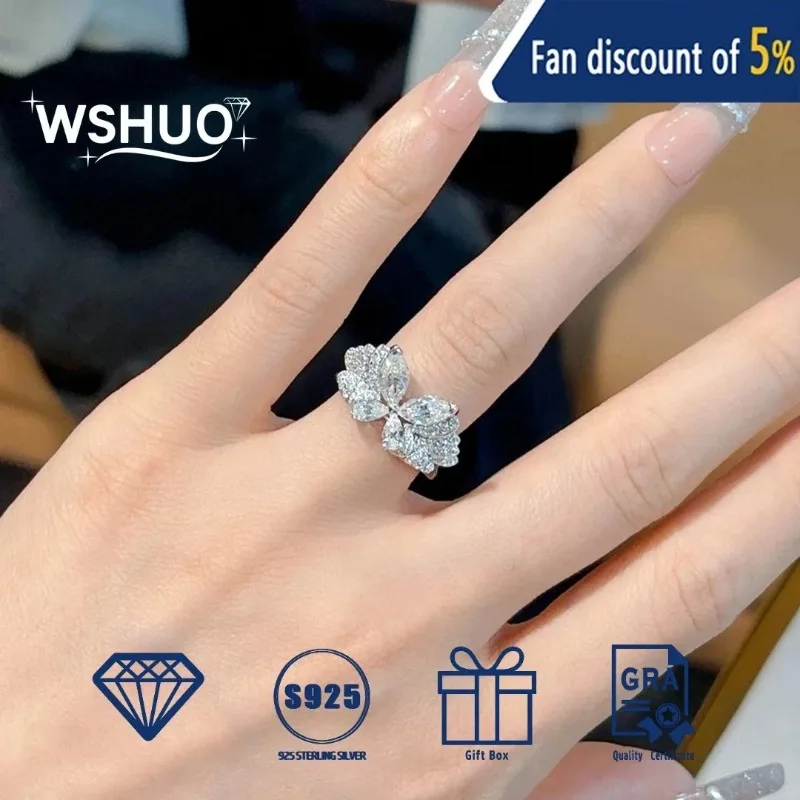 

Moissanite Butterfly Design Diamond Rings 925 Sterling Silver D VVS1 for Women Gold Plated Engagement Party Gift Luxury Jewelry