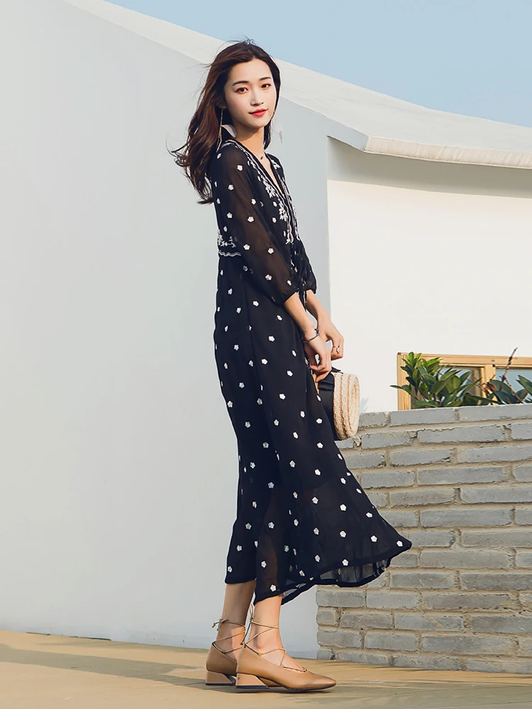 Bohemian Dress Seaside Holiday Beach Ethnic Style Travel Wear Dubai Clothing Women