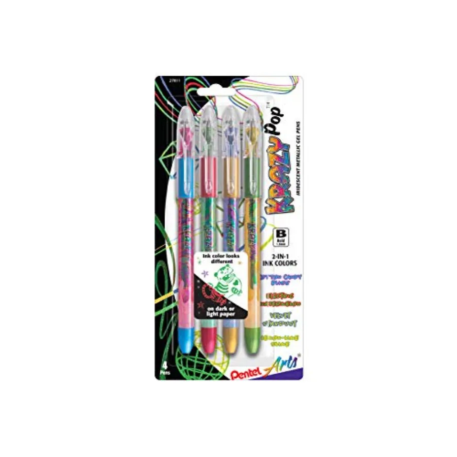 

Arts Krazy Pop Iridescent Gel Pen, 1.0mm Bold Line, Assorted Ink, Pack of 4 (K91PABP4M3)