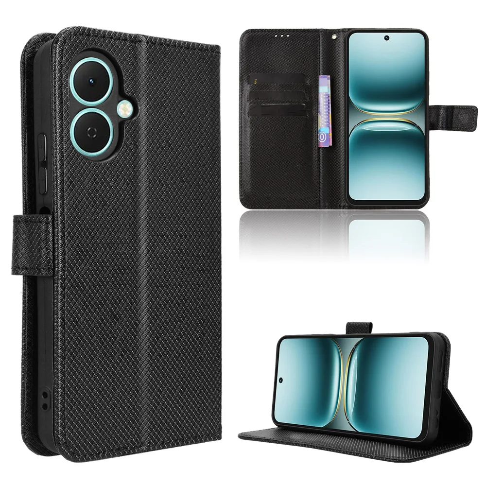 ل Tecno Spark Go 2 حافظة فاخرة فليب الماس نمط الجلد محفظة من جلد PU حامل حافظة لهاتف Tecno Spark Go 2 Go2 حقيبة الهاتف