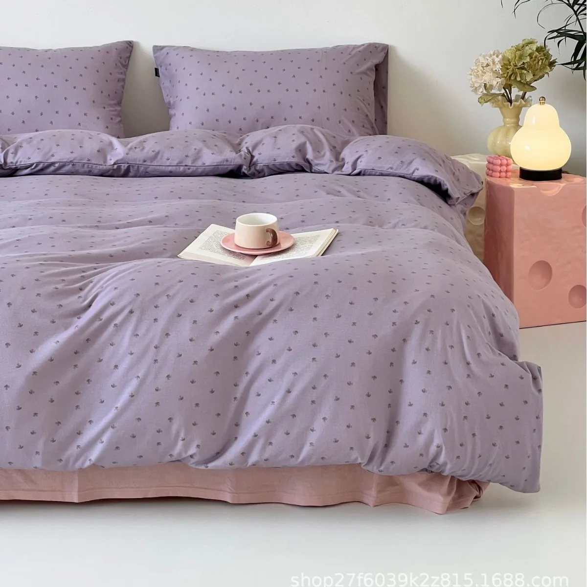 Ins Korean A-class mother and baby grade all cotton knitted   Tianzhu cotton pure cotton four piece set ultra soft bedding