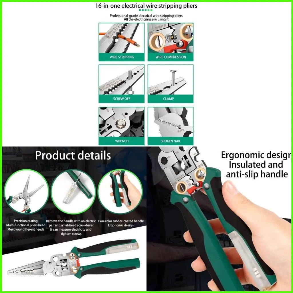 

Professional Wire Stripper With Voltages Detector Crimper For Electrical Work