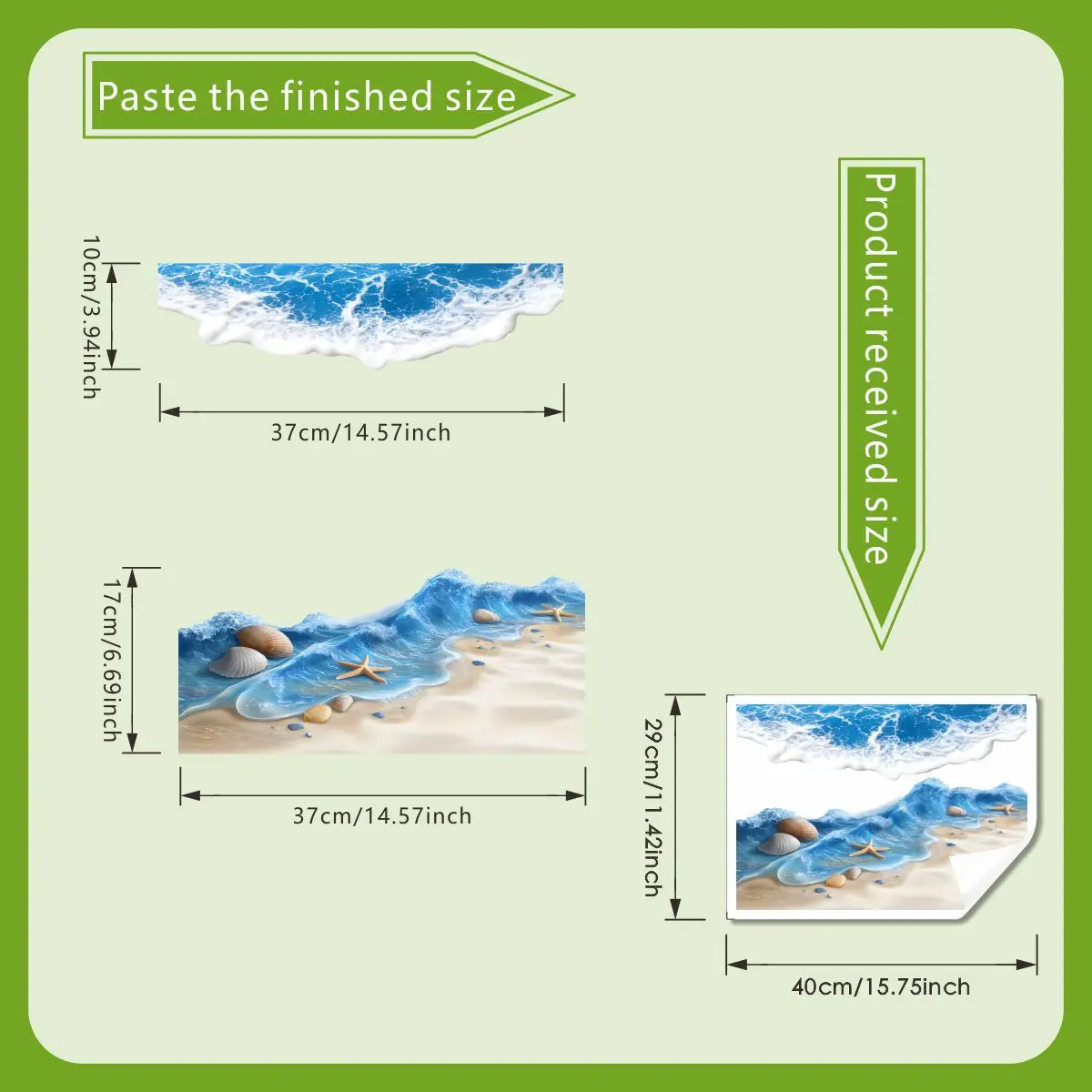 3D Ocean Wave Toilet Sticker - Bathroom Realistic Beach Floor Decal, Waterproof Anti-Slip Removable Bathtub Seashore Decor