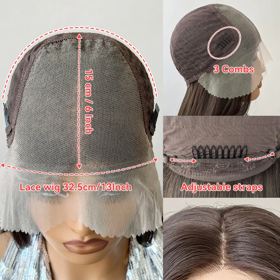 Perucas sintéticas frente do laço para mulheres negras, peruca loira longa reta, natural ombre, marrom cosplay, destaque, 13x6, 30"