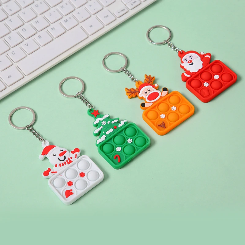 New Bubble Music Christmas Keychain Christmas Rodent Pioneer Decompression Silicone Keychain Personalized Pendant