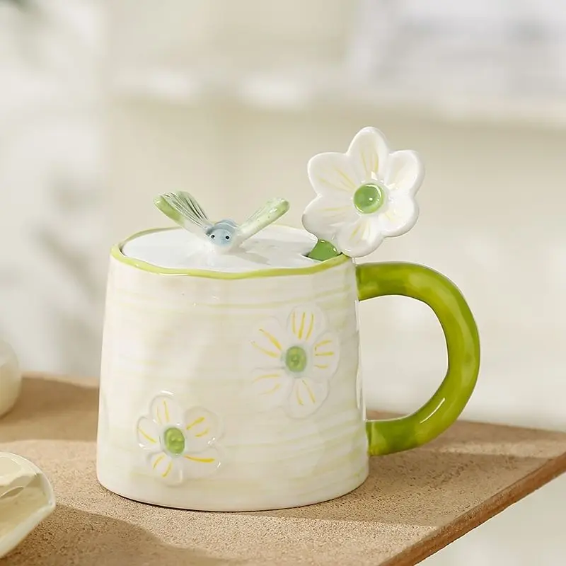 

Tulip Mug Flower Spoon, Underglaze Ceramic Cup Set Coffee Mug Girls Couple Flower Mugs Breakfast Home Office Drinkware