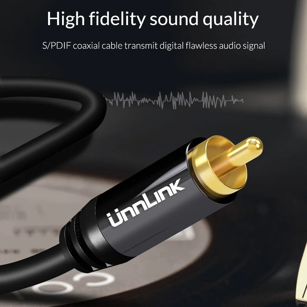 Kabel koncentryczny Unnlink HiFi 5.1 SPDIF 1m 1.5m 2m 3m 5m 8m 10m kabel wideo do telewizora głośnik wzmacniacz Soundbar