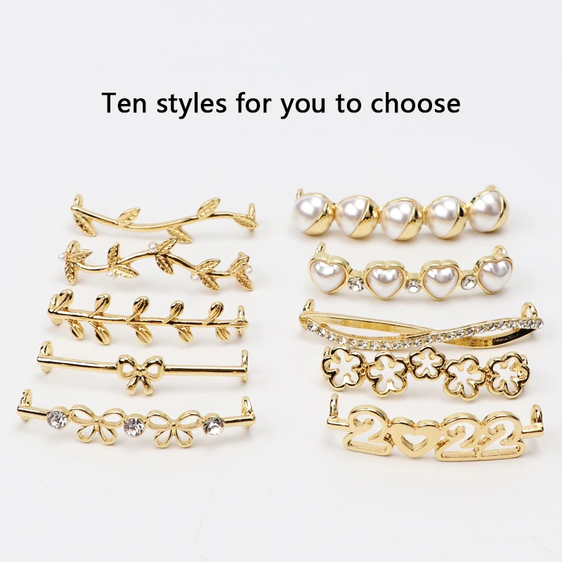 Shoelaces Decoration Clips Buckle Pearl Shoes Charm Accessories Shiny Rhinestones Women Girl Decorative Sneakers DIY 1Pc Fashion