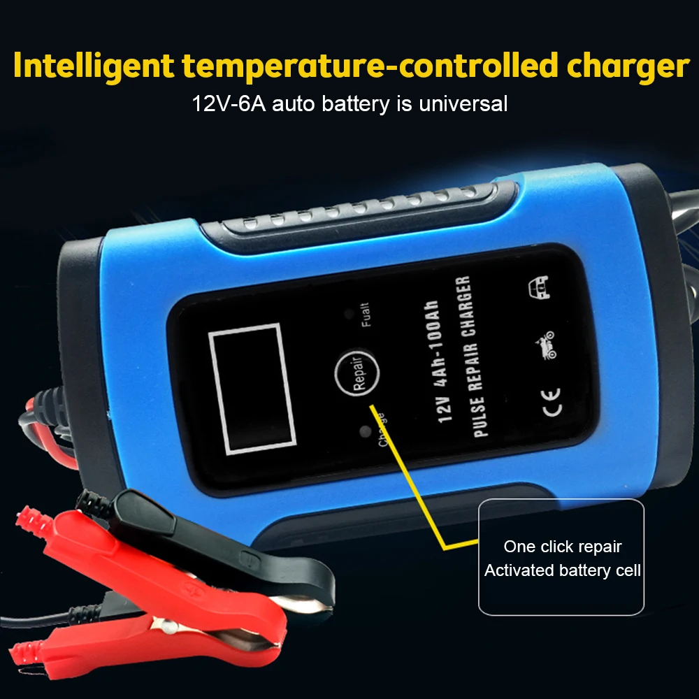 NEW LCD Display Car Motorcycle Battery Charger 12V 5/6A Intelligent Digital Lead Acid Battery-Chargers For Motocycle