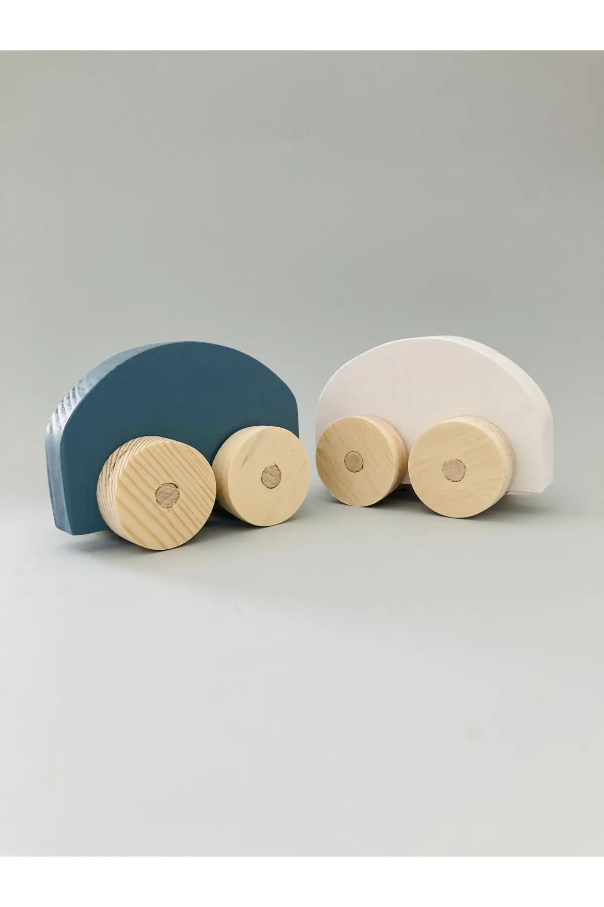 Natural Wooden Montessori Car-woswos Car 2'li-Napoleon Blue-White