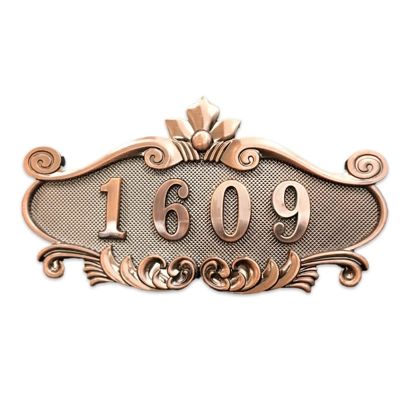 3 to 4 digits Imitation Metal Bronze House Number ABS Plastic Door Plate Custom Sign Door Number Sticker Hotel Apartment Villa