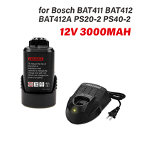 12V 3000mAh Rechargeable Drill Lithium Battery Pack + charger For Bosch Electric Screwdriver Power Tools