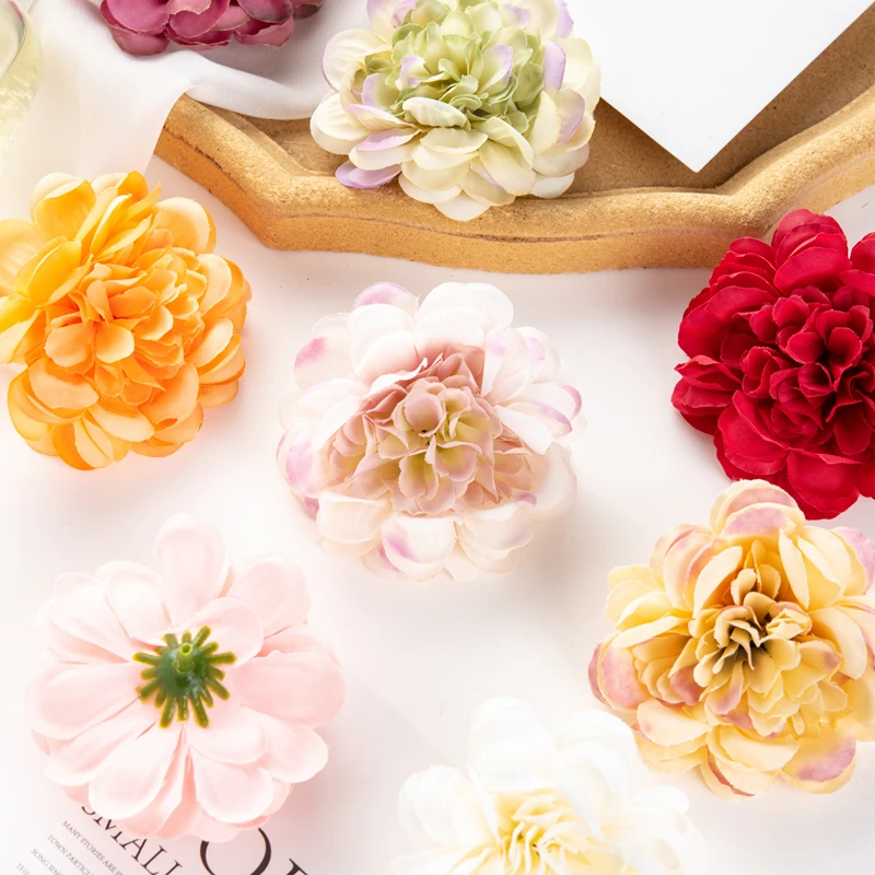 20Pc Artificial Flowers for Scrapbook Home Room Decoration Wedding Bridal Brooch Silk Hydrangea Christmas Diy A Cap Candy Box