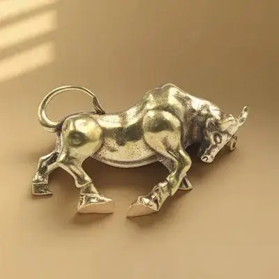 

Brass Bull Keychain Pendant Retro Ox Necklace Charm Jewelry Making Supplies Cow Zodiac Hanging nament Fashion Lightweight