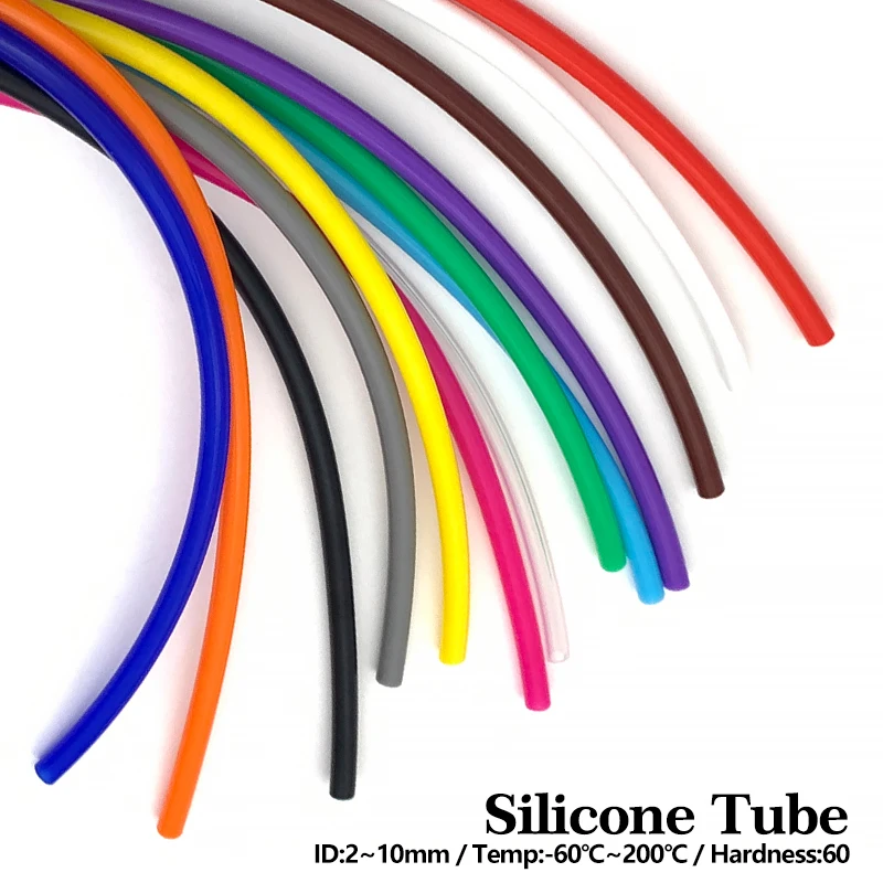 5M Food Grade Silicone Tube Inner Dia 2 3 4 5 6 8 10mm 12mm Transparent Flexible Tubing Rubber Hose Colorful Plumbing Water Pipe