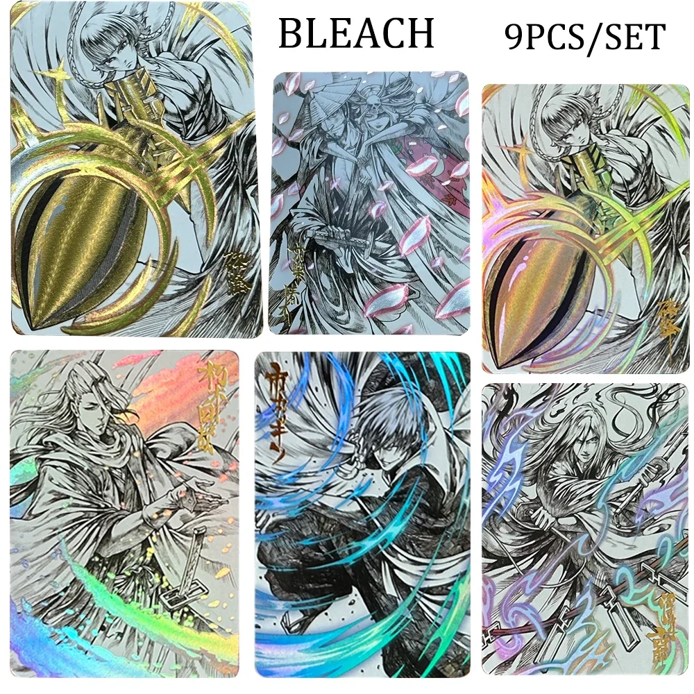 BLEACH DIY 9PCS Kuchiki Byakuya Ichimaru Gin Matsumoto Rangiku Refraction glitter bronzing holiday gifts Collectible cards