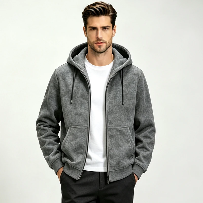Men Oversized Hooded Sweatshirt Outer Jackets Men Seasonal Daily Loose Pullover Tops Men Soft Thick Knitted Hooded Sweatshirts