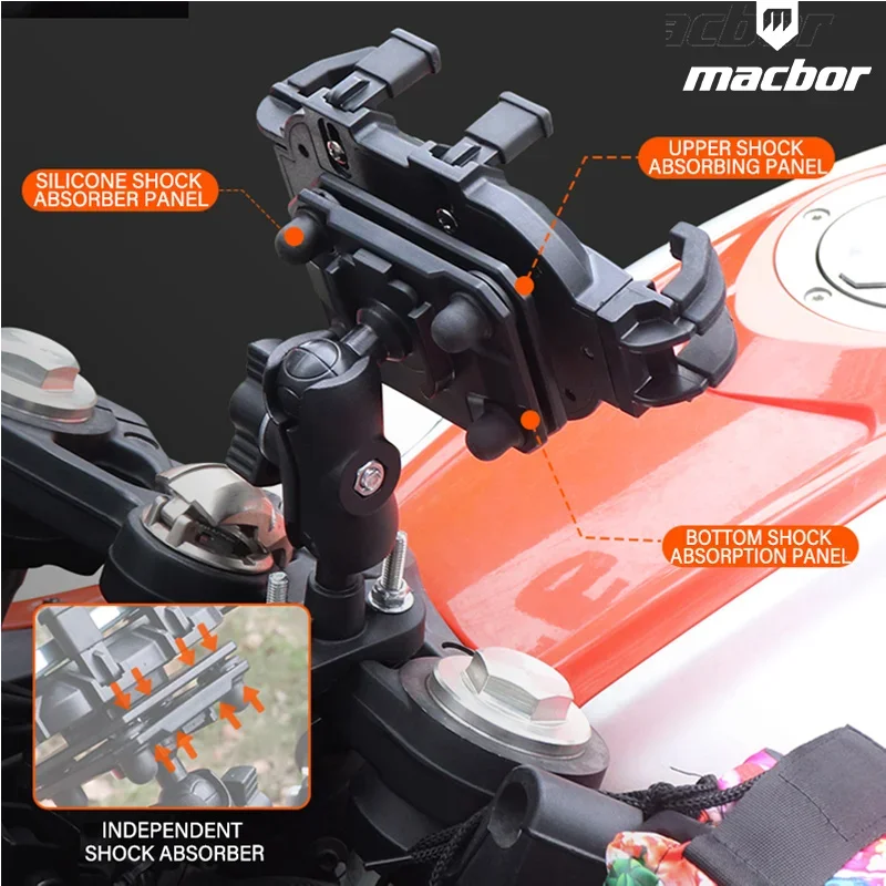 For Macbor Montana XR5 Rockster flat 125 Eight Mile 500 Scrambler Motorcycle Phone Navigation Holder GPS Shock Absorber Alloy