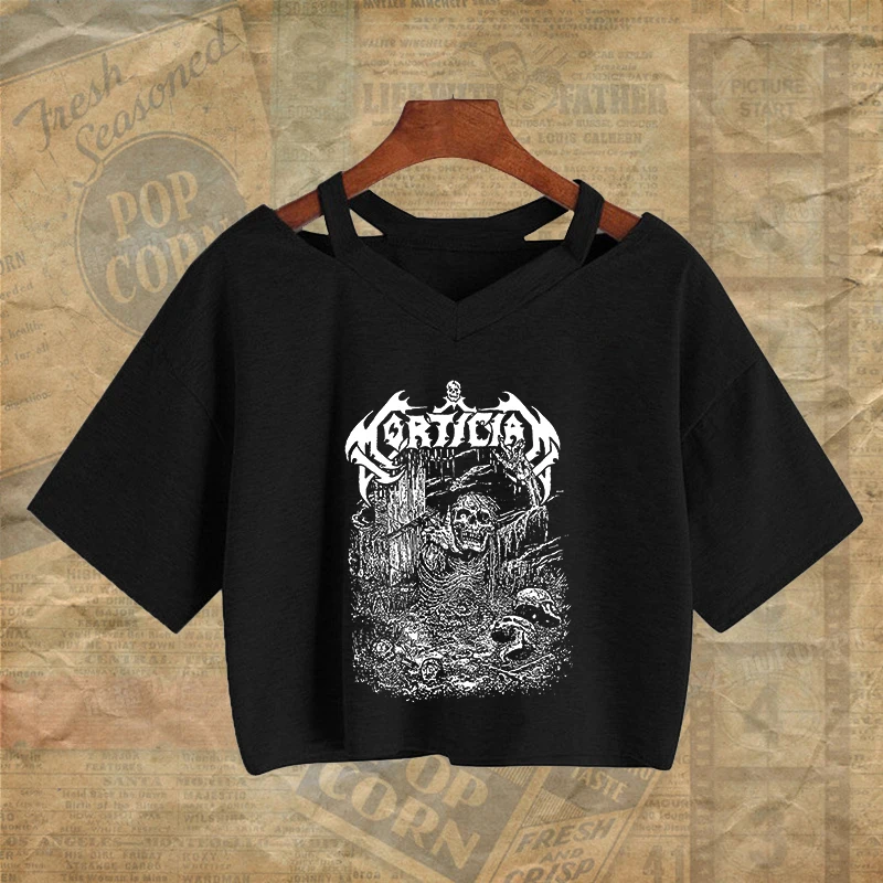 T-shirt con stampa modello fumetto creativo Emo Gotico Kpop Vintage Y2k Harajuku Estetica Trashy 2000s Top Fashion Causale Slim Tee