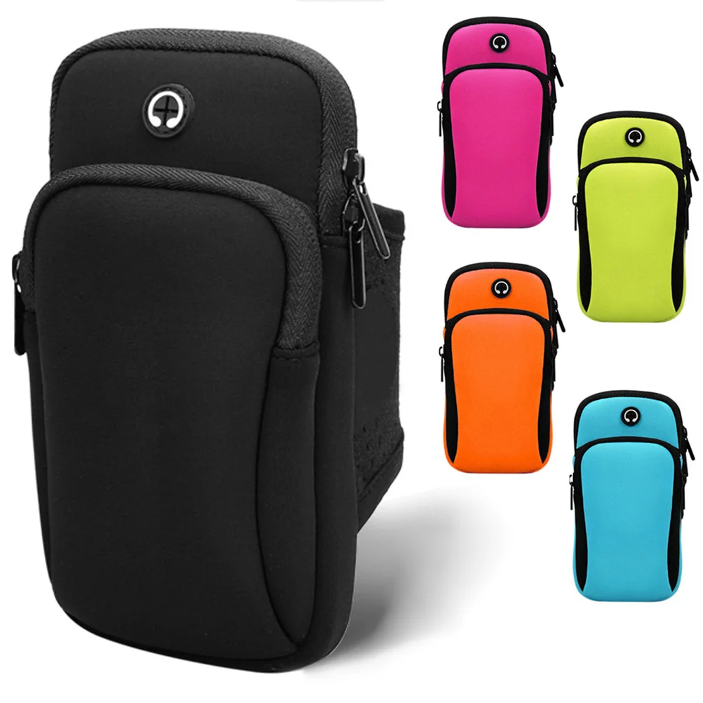 

Outdoor Arm Bag Black Suitable Under 6 Inches Water Resistant Phone Protection Fitness Running Biking Sport Earphone Hole