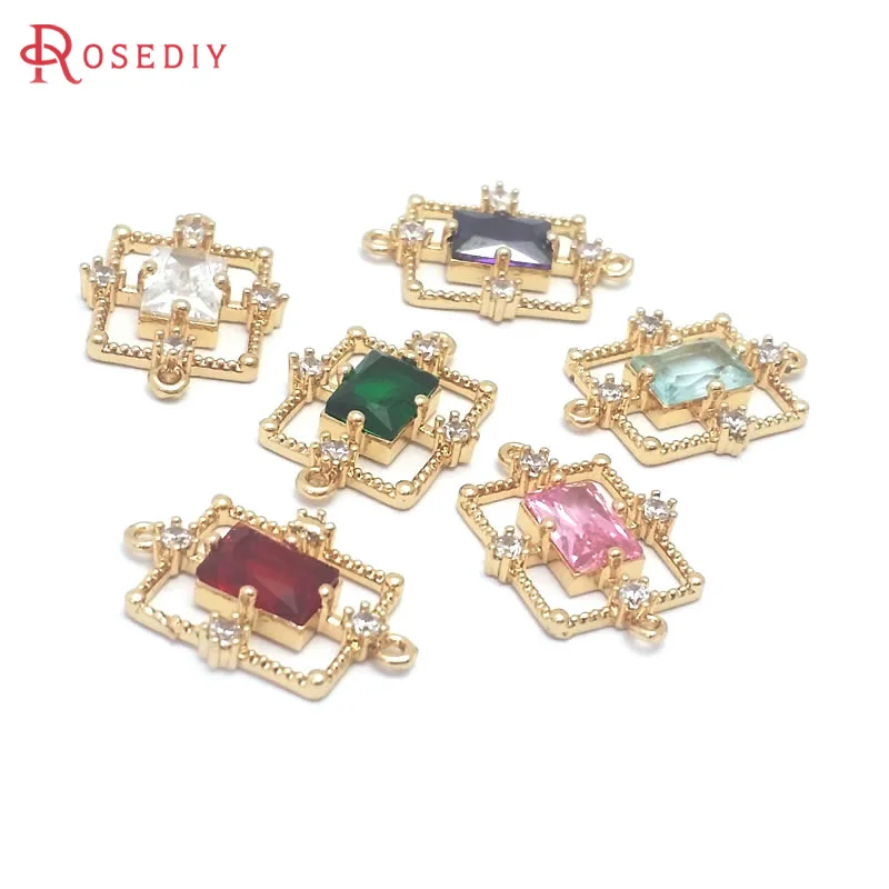 10PCS 18K Gold Color Rectangle Connect Charms Pendants High Quality Necklace Earrings Diy Accessories Rosediy official-website