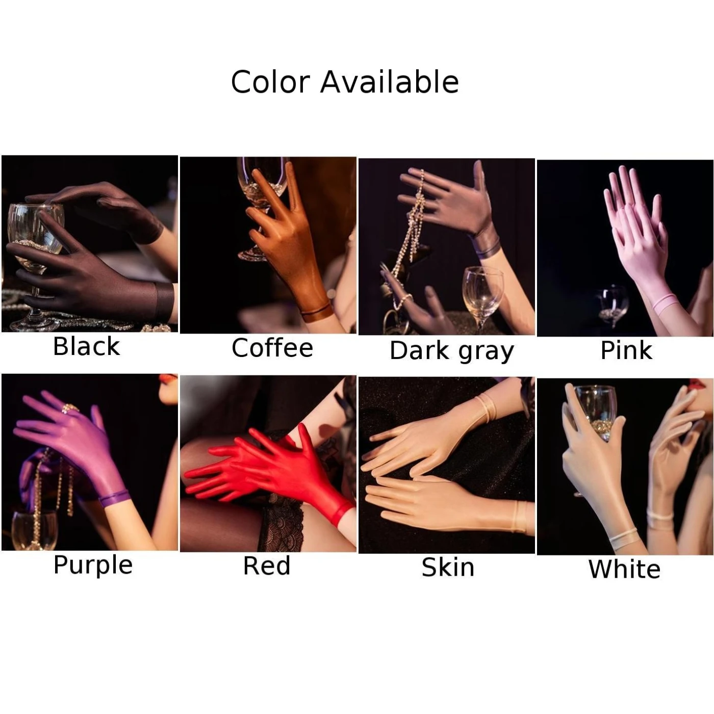 Women Smooth Oil Glossy Short Gloves Sheer Transparent Seamless Mittens High Stretch Tight Stocking Gloves Underwear Accessories