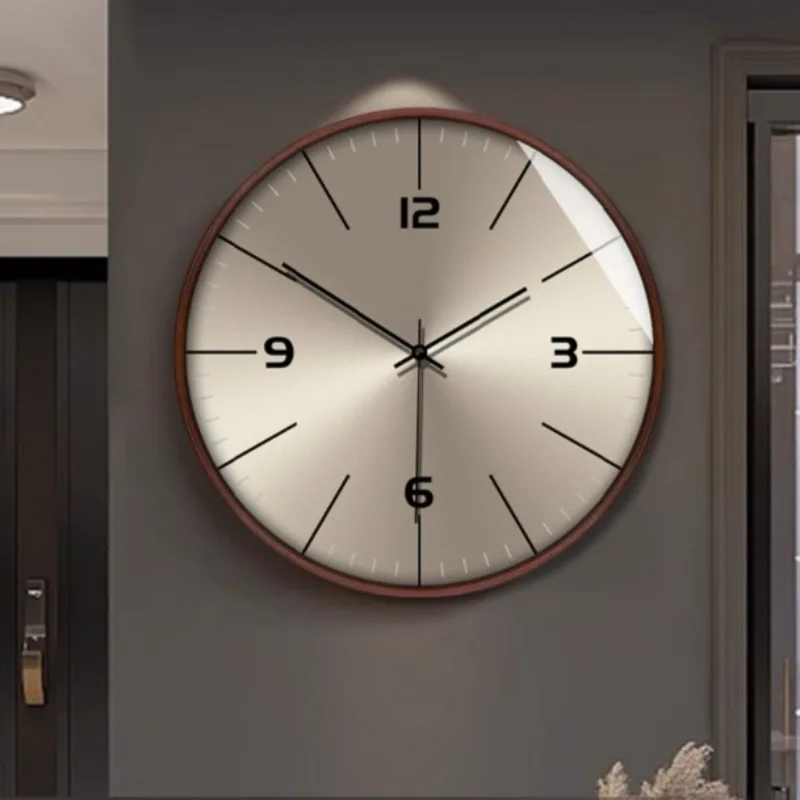 

Деревянные бесшумные настенные часы в скандинавском стиле, простые современные металлические часы для гостиной, роскошные классические художественные украшения для спальни
