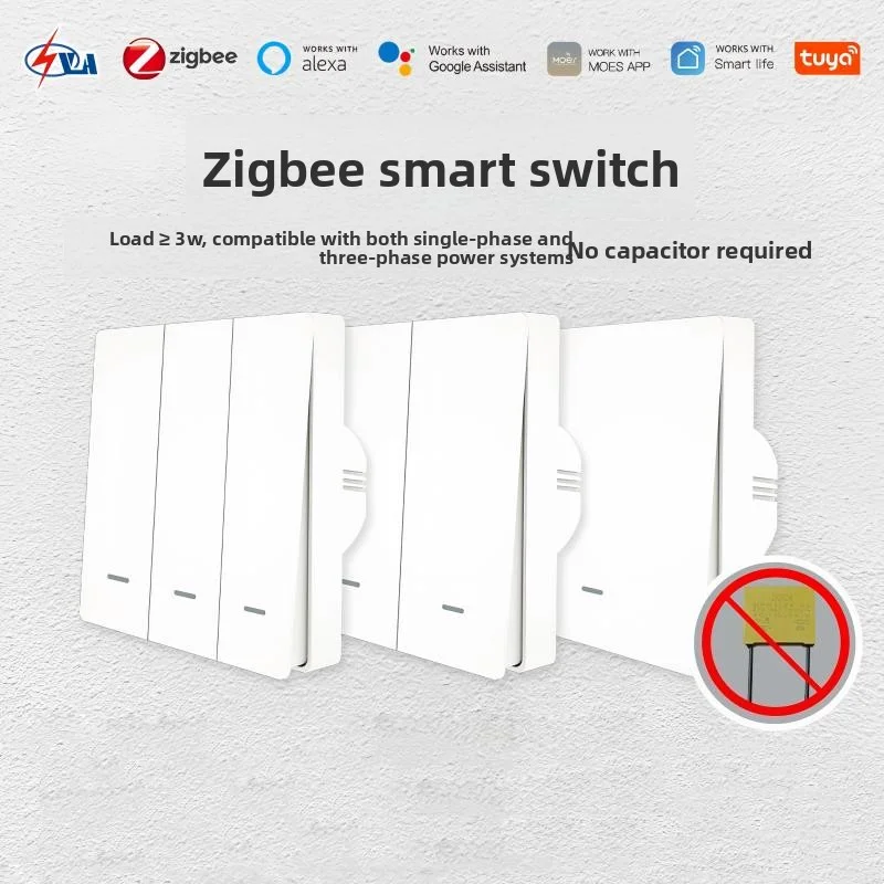 Zigbee Smart Button Switch Single Zero Fire Universal Edition Tuya Smart Home App Remote Control 86 Type Wall Intelligent Switch