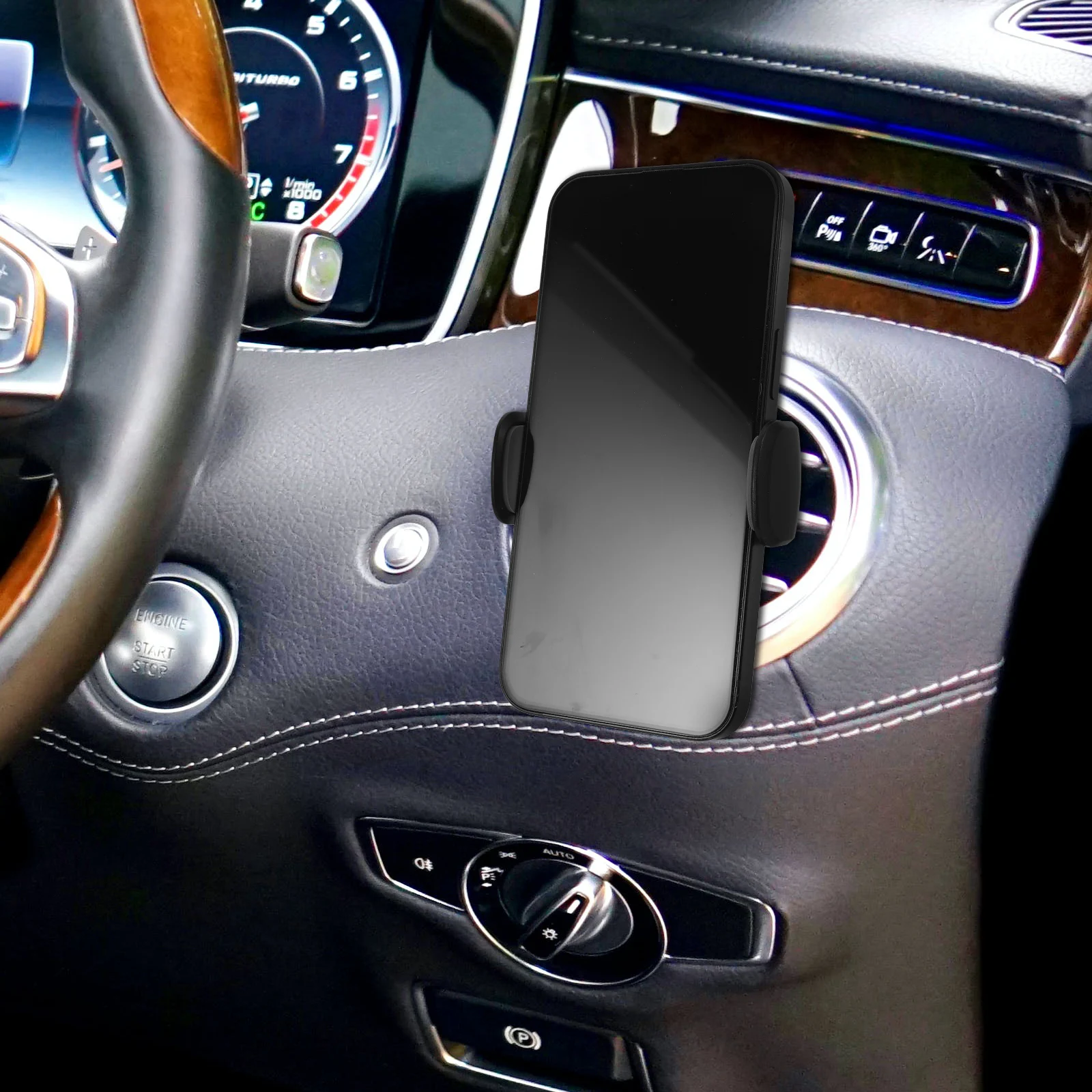 

2pcs Car Phone Holder Vent Mount Universal Stand Air Outlet Accessories Black Space-Saving Easy Installation for Dashboard