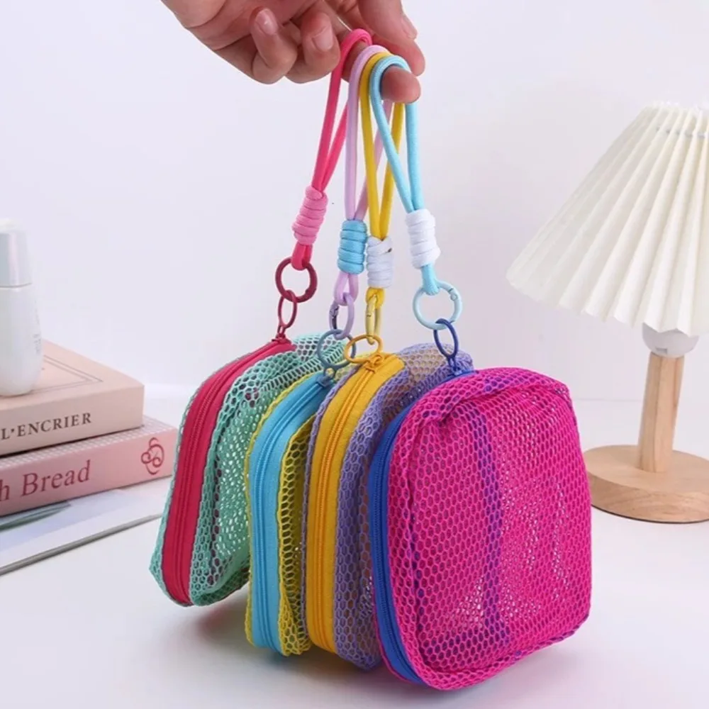 

2026 Mini Coin Purse Portable Mesh Makeup Bag Dopamine Mesh Cloth Money Lipstick Eyeshadow Storage Bag for Travelling Shoping