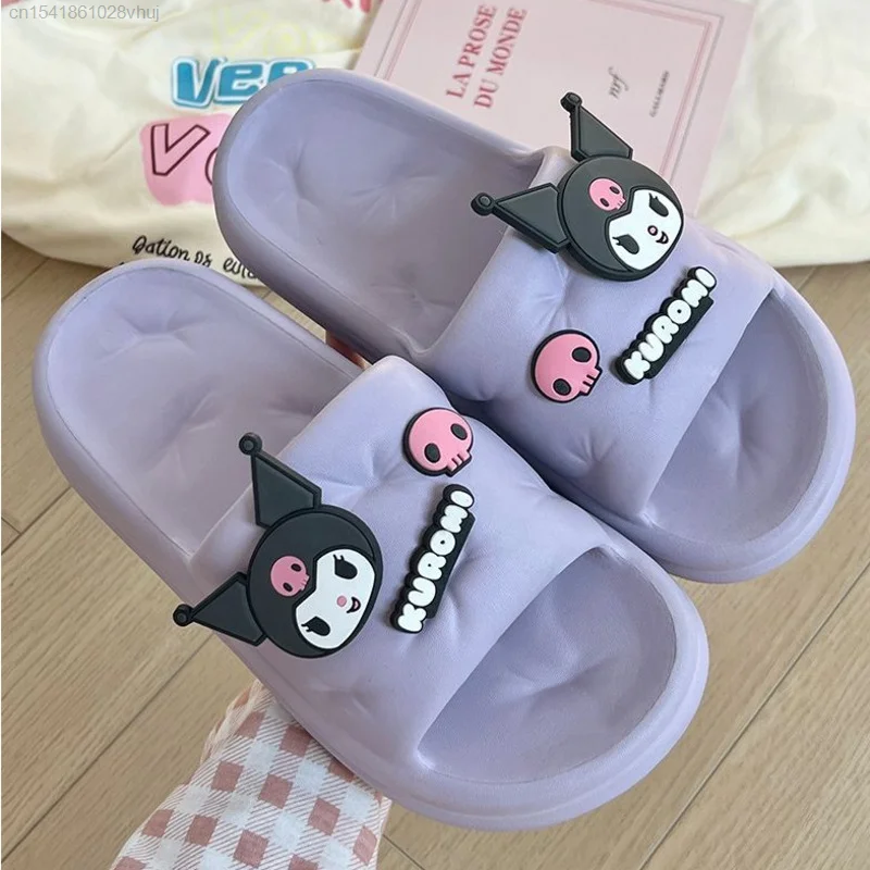 Sanrio Hello Kitty Cinnamoroll Kawaii New Slippers Women Summer Non Slip Bathroom Shower Slippers Kuromi Beach Shoes Y2k Girls