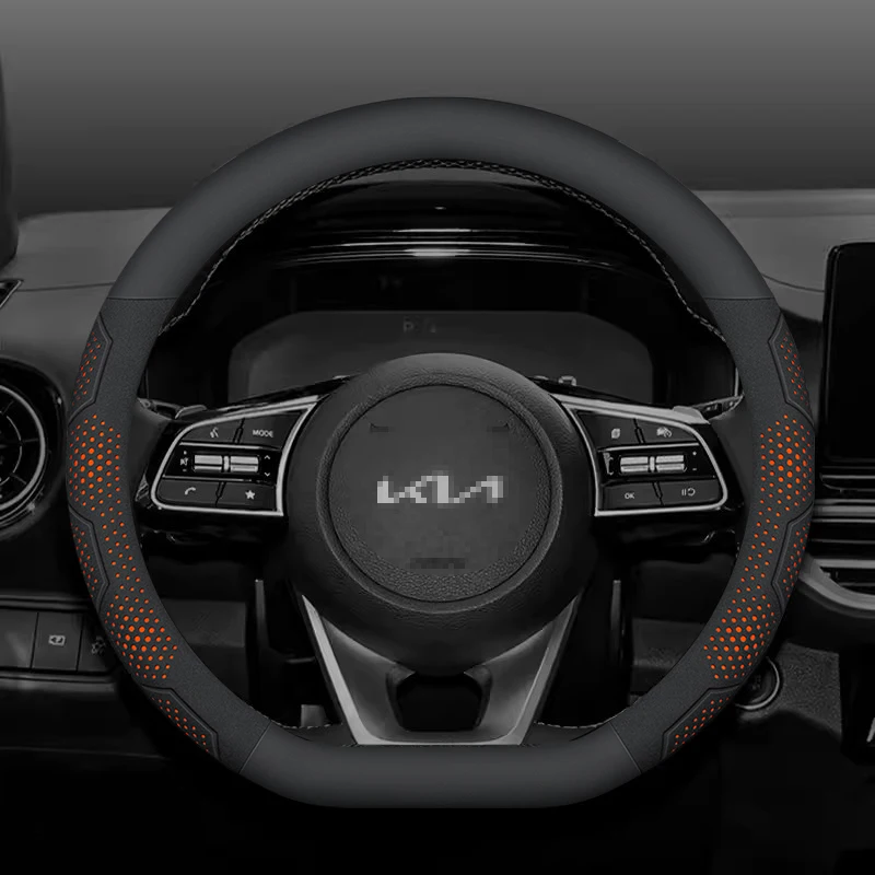 For Kia K5 Sportage Picanto Xceed Rio Cerato Soul Carens Seltos Carbon fiber Suede Car Steering Wheel Cover Auto Accessories