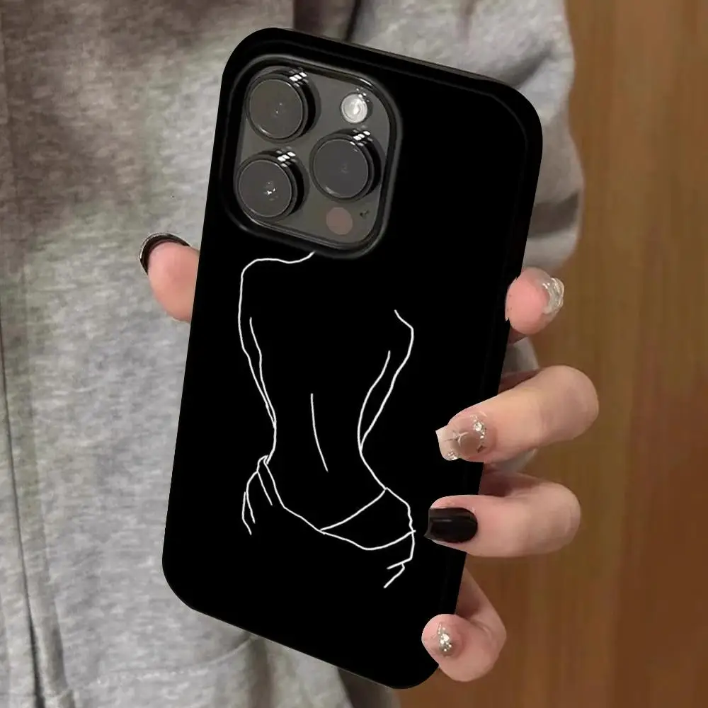 

Abstract face Line Art Phone Case Double-layered Film Case For IPhone 16 15 Promax 14 13 Pro 12 11 plus Samsung S25 24 23 Covers