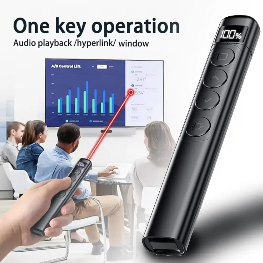 

Sensitive Control Page Turning Pen USB Connection Red Light Pointer Presentation Clicker Portable LCD Display Slide Advancer